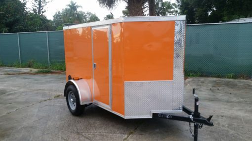 5x8 SA Trailer - Orange, Ramp, Side Door, Side Vents