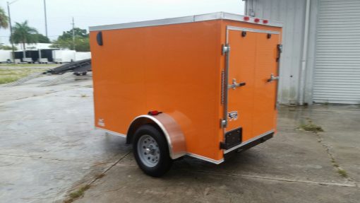 5x8 SA Trailer - Orange, Ramp, Side Door, Side Vents