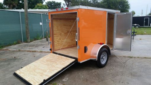 5x8 SA Trailer - Orange, Ramp, Side Door, Side Vents