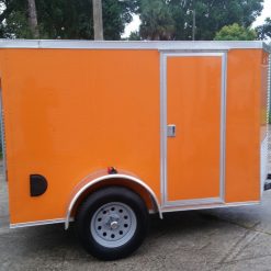 5x8 SA Trailer - Orange, Ramp, Side Door, Side Vents