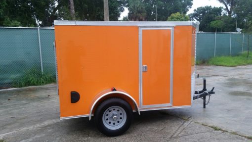 5x8 SA Trailer - Orange, Ramp, Side Door, Side Vents