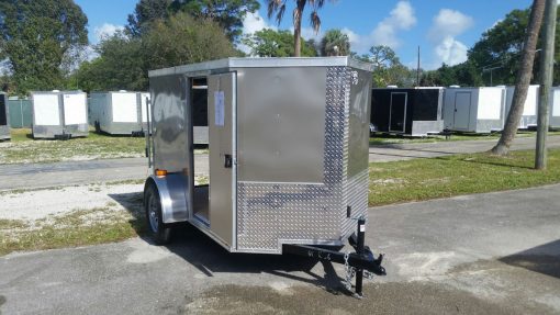 5x8 SA Trailer - Pewter, Ramp, Side Door, Side Vents