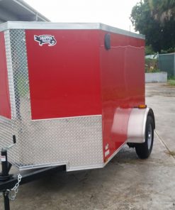 5x8 SA Trailer - Red, Ramp, Side Door, Side Vents