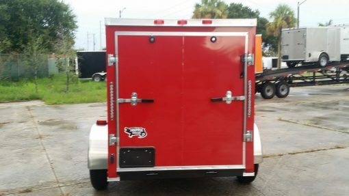 5x8 SA Trailer - Red, Ramp, Side Door, Side Vents