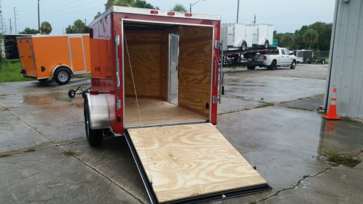 5x8 SA Trailer - Red, Ramp, Side Door, Side Vents