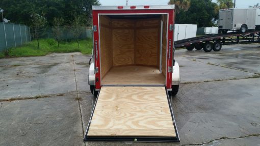 5x8 SA Trailer - Red, Ramp, Side Door, Side Vents