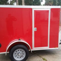 5x8 SA Trailer - Red, Ramp, Side Door, Side Vents