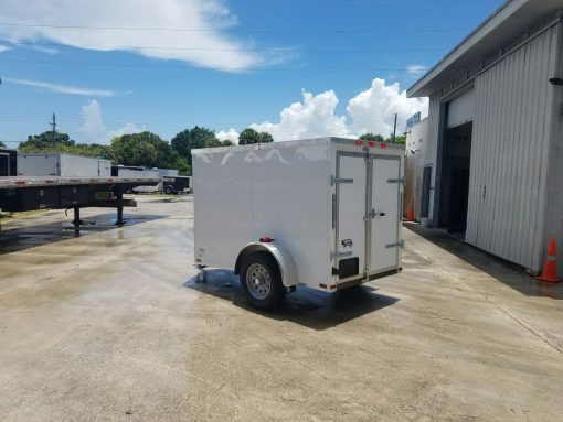 5x8 SA Trailer - White, Double Barn Doors