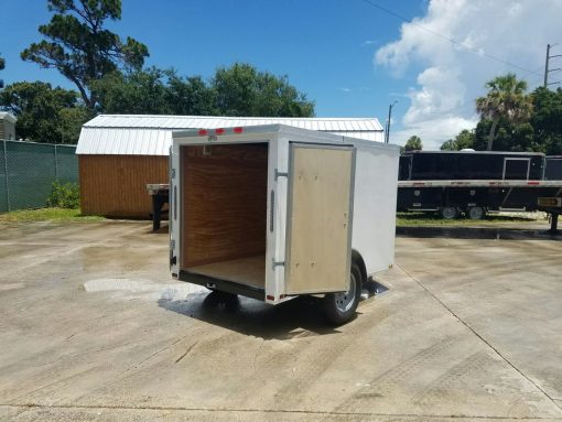 5x8 SA Trailer - White, Double Barn Doors