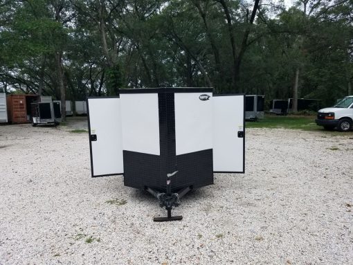 5x8 SA Trailer - White, Barn Doors, Blackout Package, Two Side Doors, Side Vents