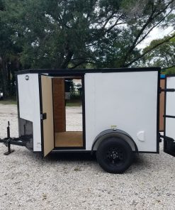 5x8 SA Trailer - White, Barn Doors, Blackout Package, Two Side Doors, Side Vents