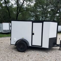 5x8 SA Trailer - White, Barn Doors, Blackout Package, Two Side Doors, Side Vents