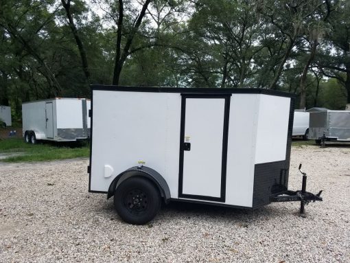 5x8 SA Trailer - White, Barn Doors, Blackout Package, Two Side Doors, Side Vents