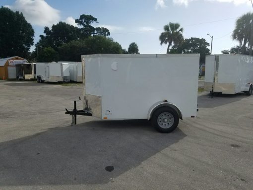 5x8 SA Trailer - White, Barn Doors, Side Door, Side Vents