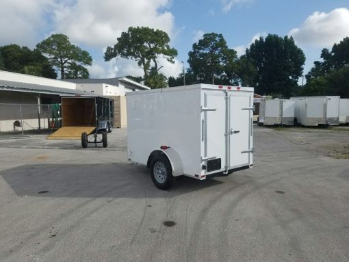 5x8 SA Trailer - White, Barn Doors, Side Door, Side Vents