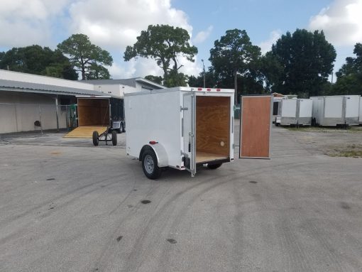 5x8 SA Trailer - White, Barn Doors, Side Door, Side Vents