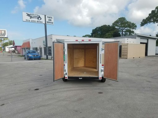 5x8 SA Trailer - White, Barn Doors, Side Door, Side Vents