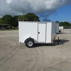 5x8 SA Trailer - White, Barn Doors, Side Door, Side Vents