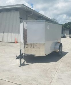 5x8 SA Trailer - White, Single Barn Door, Side Vents