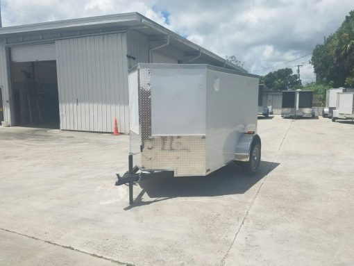 5x8 SA Trailer - White, Single Barn Door, Side Vents