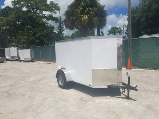 5x8 SA Trailer - White, Single Barn Door, Side Vents