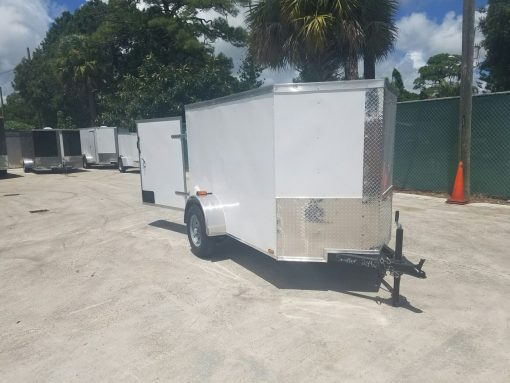 5x8 SA Trailer - White, Single Barn Door, Side Vents