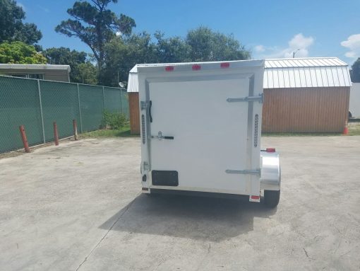 5x8 SA Trailer - White, Single Barn Door, Side Vents