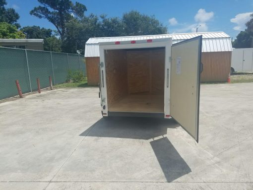 5x8 SA Trailer - White, Single Barn Door, Side Vents