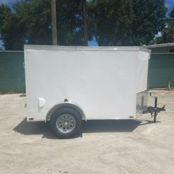 5x8 SA Trailer - White, Single Barn Door, Side Vents