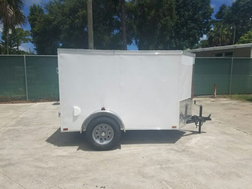 5x8 SA Trailer - White, Single Barn Door, Side Vents