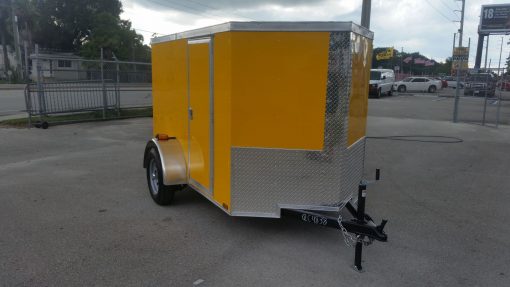 5x8 SA Trailer - Yellow, Ramp, Side Door, Side Vents