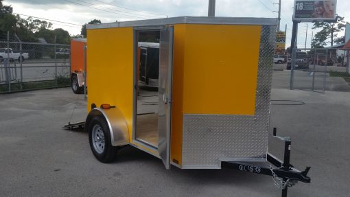 5x8 SA Trailer - Yellow, Ramp, Side Door, Side Vents