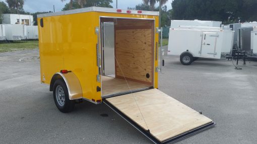 5x8 SA Trailer - Yellow, Ramp, Side Door, Side Vents