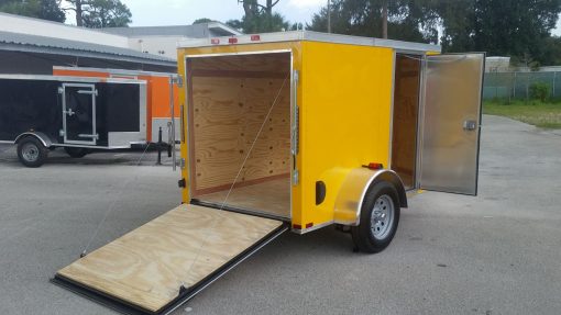 5x8 SA Trailer - Yellow, Ramp, Side Door, Side Vents