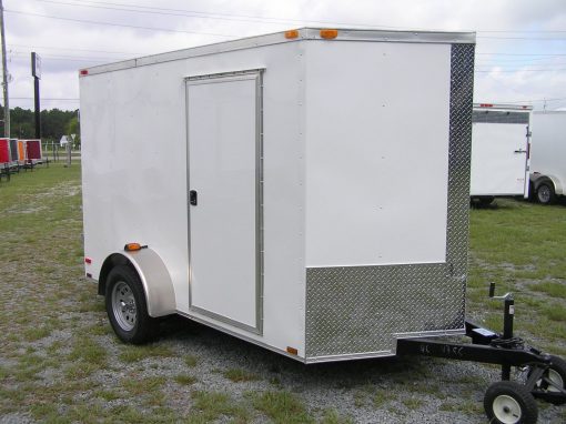 6x10 SA Trailer - White, Barn Doors, Side Door, Extra Height, Brakes, Radial Upgrade