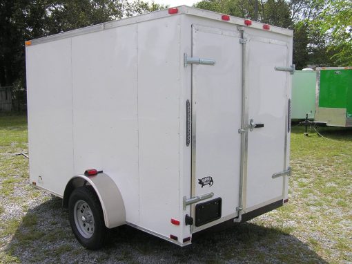 6x10 SA Trailer - White, Barn Doors, Side Door, Extra Height, Brakes, Radial Upgrade