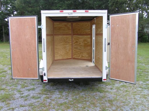 6x10 SA Trailer - White, Barn Doors, Side Door, Extra Height, Brakes, Radial Upgrade