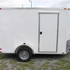 6x10 SA Trailer - White, Barn Doors, Side Door, Extra Height, Brakes, Radial Upgrade