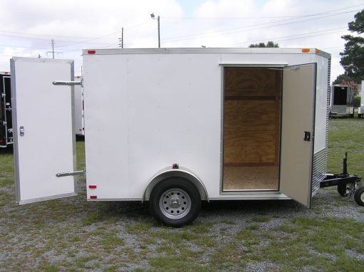 6x10 SA Trailer - White, Barn Doors, Side Door, Extra Height, Brakes, Radial Upgrade