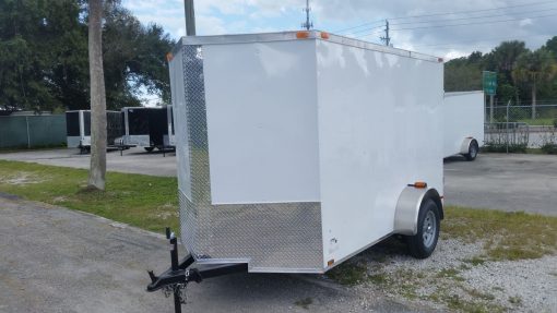 6x10 SA Trailer - White, Double Barn Doors, Side Door, Extra Height