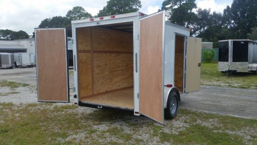 6x10 SA Trailer - White, Double Barn Doors, Side Door, Extra Height