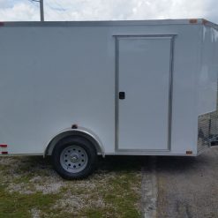 6x10 SA Trailer - White, Double Barn Doors, Side Door, Extra Height