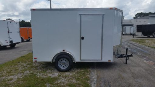 6x10 SA Trailer - White, Double Barn Doors, Side Door, Extra Height