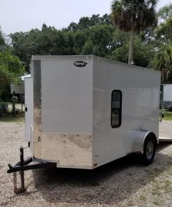 6x10 SA Trailer - White, Ramp, Side Door, Extra Height, Window, D-Rings