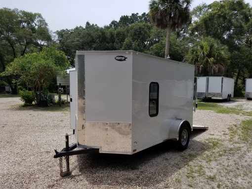 6x10 SA Trailer - White, Ramp, Side Door, Extra Height, Window, D-Rings