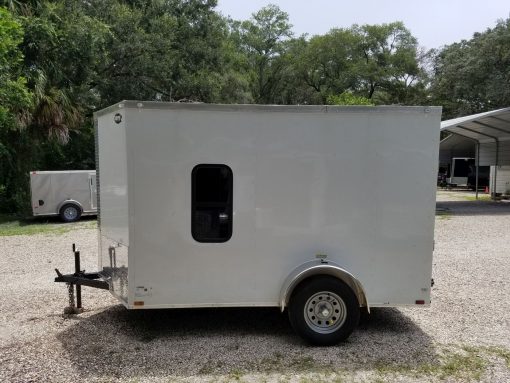 6x10 SA Trailer - White, Ramp, Side Door, Extra Height, Window, D-Rings