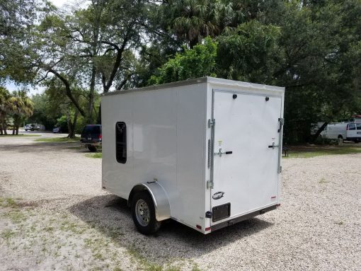 6x10 SA Trailer - White, Ramp, Side Door, Extra Height, Window, D-Rings