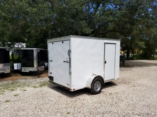 6x10 SA Trailer - White, Ramp, Side Door, Extra Height, Window, D-Rings