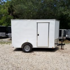 6x10 SA Trailer - White, Ramp, Side Door, Extra Height, Window, D-Rings