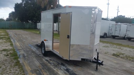 6x10 SA Trailer - White, Ramp, Side Door, Extra Height